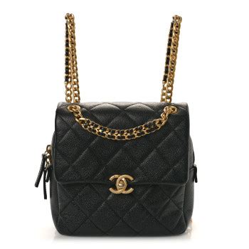 chanel chain melody backpack|CHANEL Shiny Caviar Quilted Chain Melody Backpack Black .